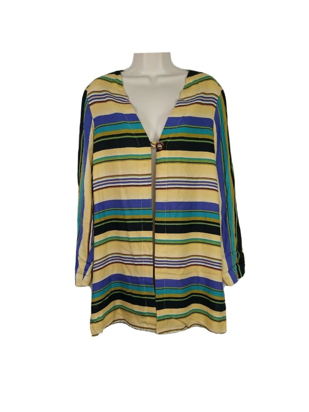 Vintage Anthony Mark Hankins Jacket One Button Women Size L Stripe Long Sleeve